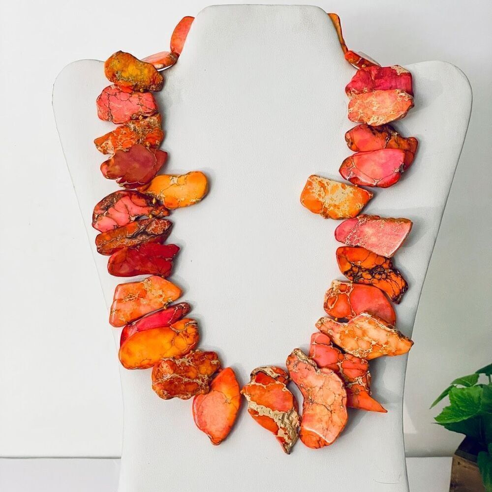 NWT Iris & Lily sterling silver 925 genuine Orange Jasper gemstone Necklace